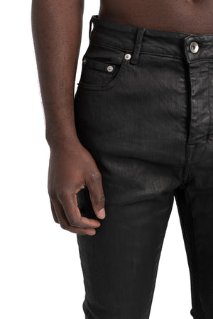 Rick Owens DRKSHDW | Detroit cut jeans, Deep black wax DU01F4366 SDBK