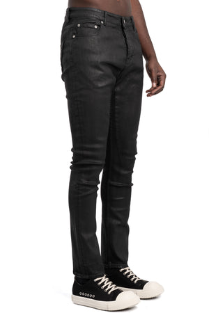 Rick Owens DRKSHDW | Detroit cut jeans, Deep black wax DU01F4366 SDBK