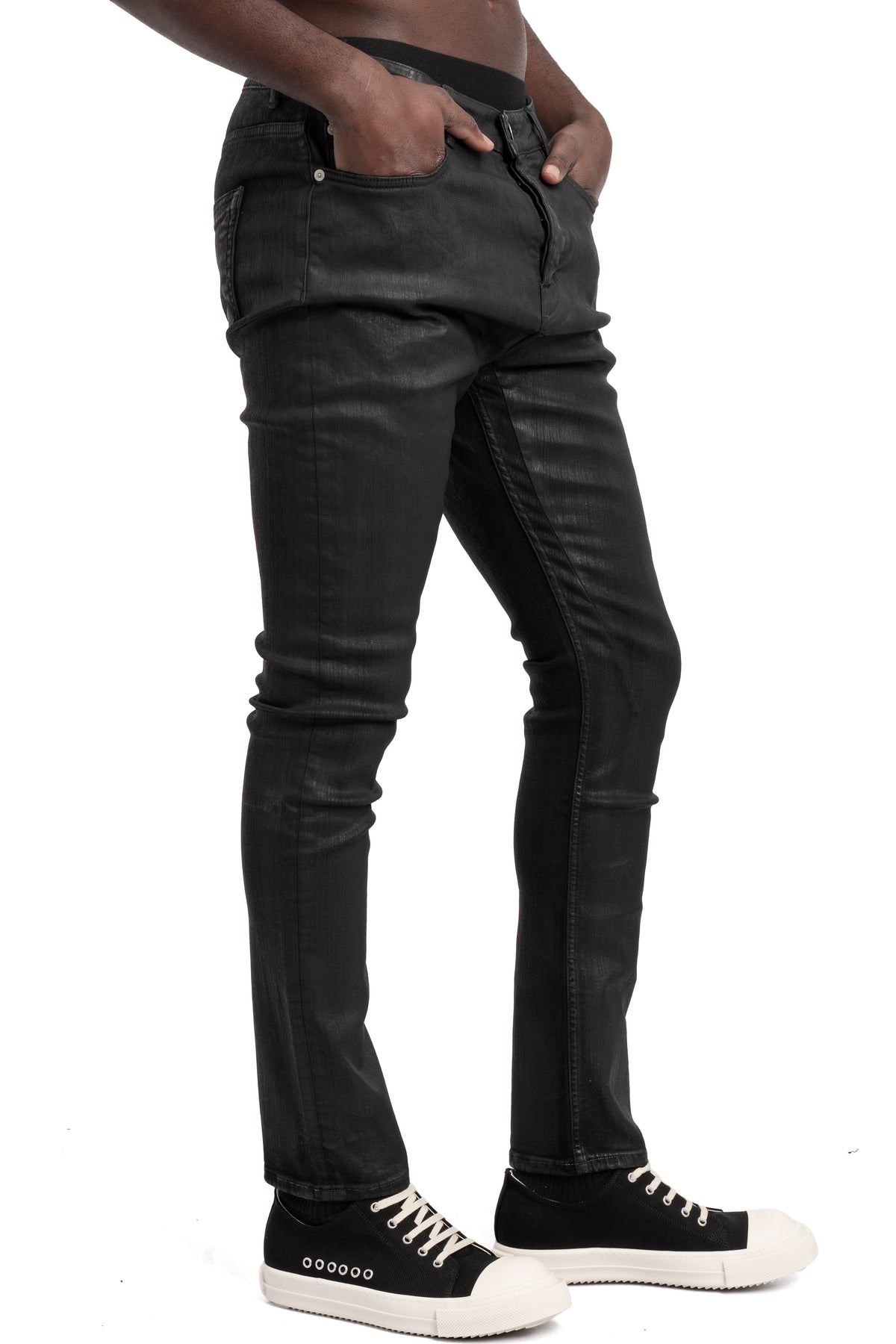 Rick Owens DRKSHDW | Detroit cut jeans, Deep black wax DU01F4366 SDBK