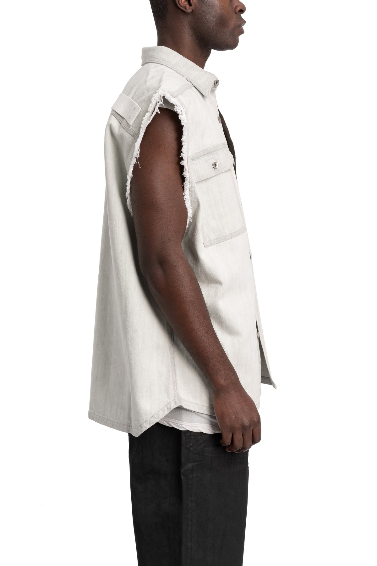 Rick Owens DRKSHDW | Sleeveless Tommy Overshirt, Milk Wash Denim DU01F4764 DMW
