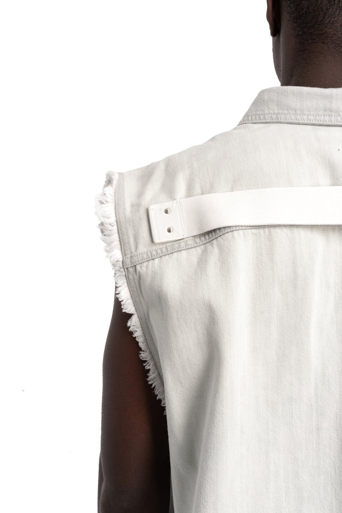 Rick Owens DRKSHDW | Sleeveless Tommy Overshirt, Milk Wash Denim DU01F4764 DMW