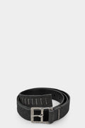 Silver buckle leather belt, Black