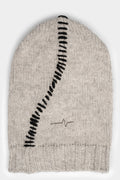 Scar-stitch detail knit beanie, Oyster