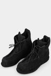 Blackmerle | SS25 - A02 Distressed suede wing boots, Black