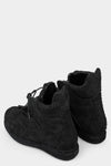 Blackmerle | SS25 - A02 Distressed suede wing boots, Black