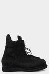 Blackmerle | SS25 - A02 Distressed suede wing boots, Black