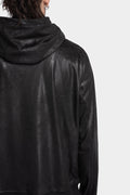 Asymmetrical zip vegan leather hooded bomber jacket