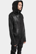 GALL | AW24 - Asymmetrical zip vegan leather hooded bomber jacket