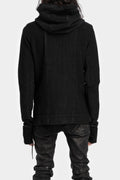 MD75 | AW24 - Leather effect ribbed cotton zip up hood sweater