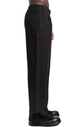SAN263-1 | SS26 - Layered Hem Linen Trousers, SS26-0404-BK