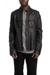 SAN263-1 | SS26 - Lamb leather zipped overshirt jacket, SS25-0101-BK