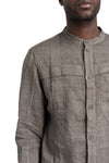 Masnada | SS26 - Woven Ramie Pleated Shirt, Grey M3675