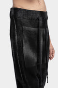 Drop crotch knit pants, Black spray