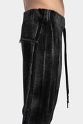 Drop crotch knit pants, Black spray