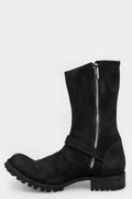 High leather buckle boots