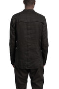Masnada | SS26 - Woven Ramie Pleated Shirt, Black M3675