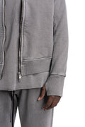 SAN263-1 | SS26 - Asymmetric Zip Hoodie, Grey SS26-0606-GY