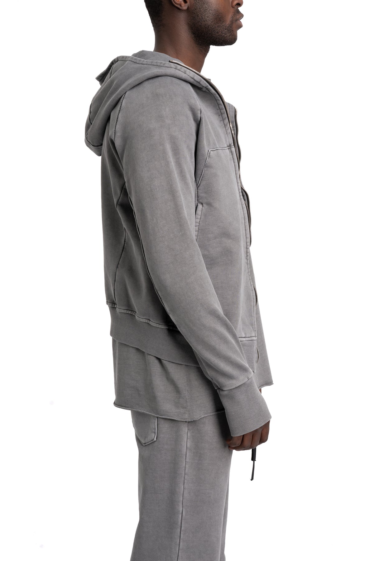 SAN263-1 | SS26 - Asymmetric Zip Hoodie, Grey SS26-0606-GY
