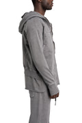 SAN263-1 | SS26 - Asymmetric Zip Hoodie, Grey SS26-0606-GY