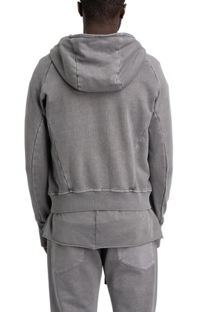 SAN263-1 | SS26 - Asymmetric Zip Hoodie, Grey SS26-0606-GY