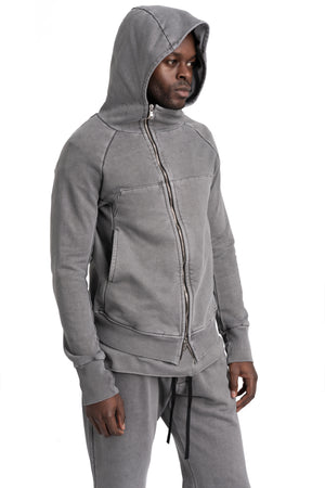 SAN263-1 | SS26 - Asymmetric Zip Hoodie, Grey SS26-0606-GY