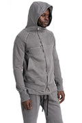 SAN263-1 | SS26 - Asymmetric Zip Hoodie, Grey SS26-0606-GY