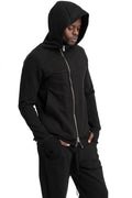 Asymmetric Zip Hoodie, Black
