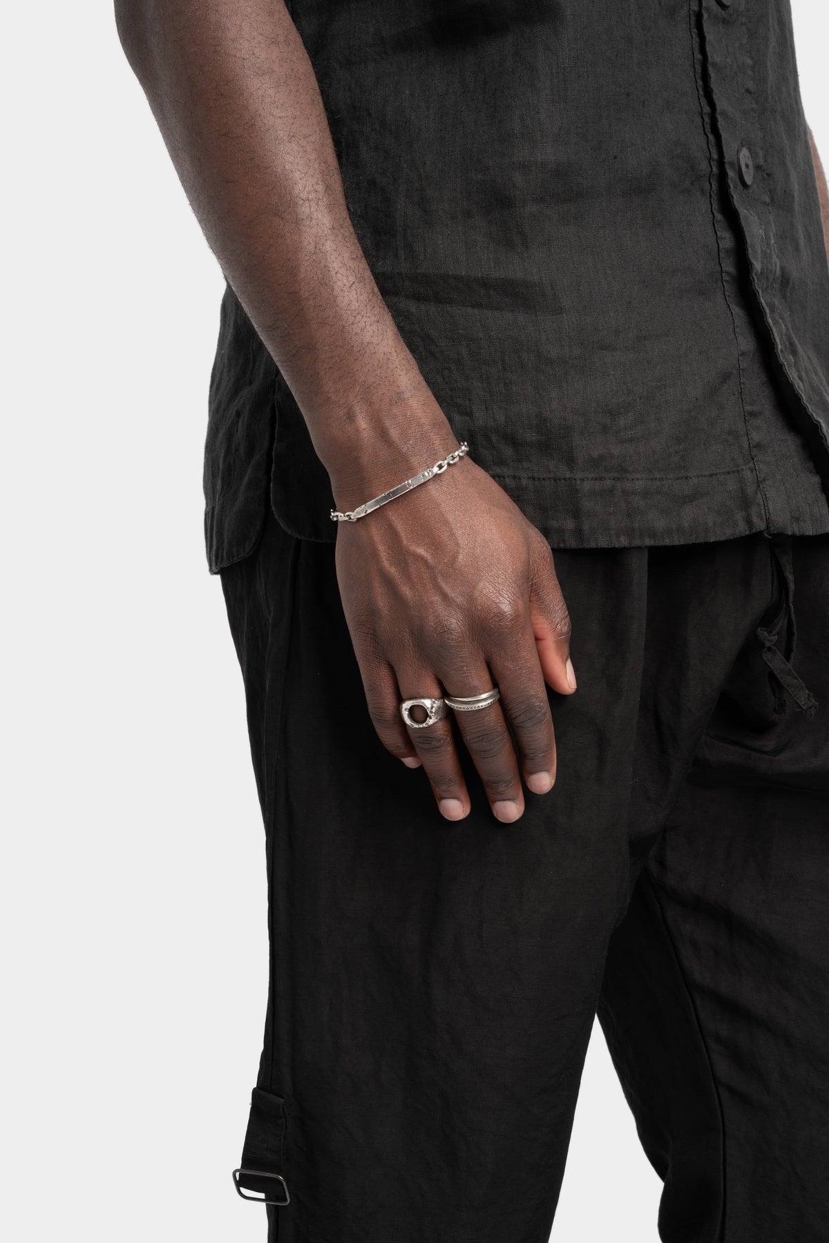 Black diamonds open signet ring