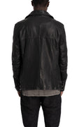 Incarnation | Scar stitch leather biker jacket, Deep black 11-41587S