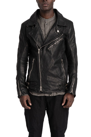 Incarnation | Scar stitch leather biker jacket, Deep black 11-41587S