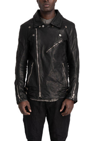 Incarnation | Scar stitch leather biker jacket, Deep black 11-41587S