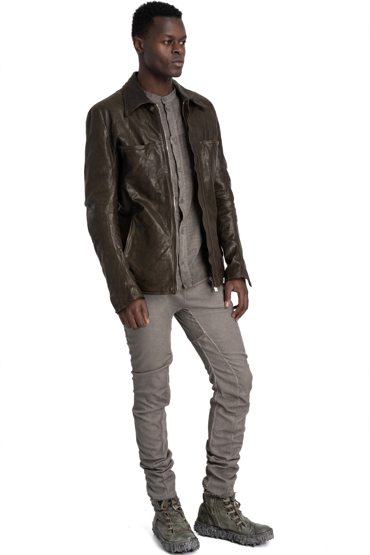 Incarnation | Hidden zip horse leather shirt jacket, 11-42007