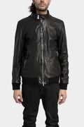 Washed leather bomber jacket