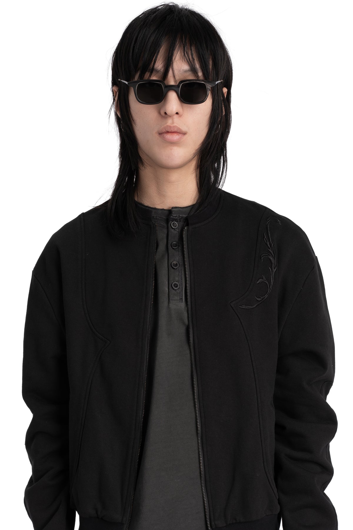 Rigards | RG1065 - Horn sunglasses, black/white / dark grey lens
