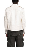Never Enough | SS26 - Biker Leather Jacket, Dirty White MJL068