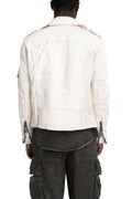 Never Enough | SS26 - Biker Leather Jacket, Dirty White MJL068
