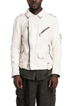 Never Enough | SS26 - Biker Leather Jacket, Dirty White MJL068