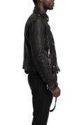 Never Enough | SS26 - Biker Leather Jacket, Black MJL068