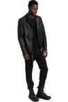 Never Enough | SS26 - Mandarin collar leather jacket, MJL078