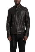 Never Enough | SS26 - Mandarin collar leather jacket, MJL078