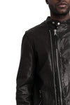 Never Enough | SS26 - Mandarin collar leather jacket, MJL078