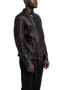 Never Enough | SS26 - Mandarin collar leather jacket, MJL078