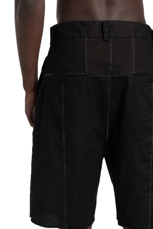 MD75 | SS26 - Linen stretch shorts, Black MD13286L