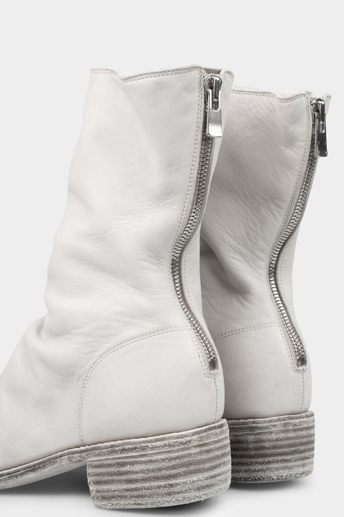 Back zip leather boots | 788X, Light Grey