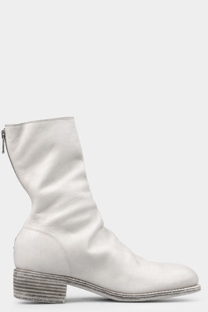 Back zip leather boots | 788X, Light Grey