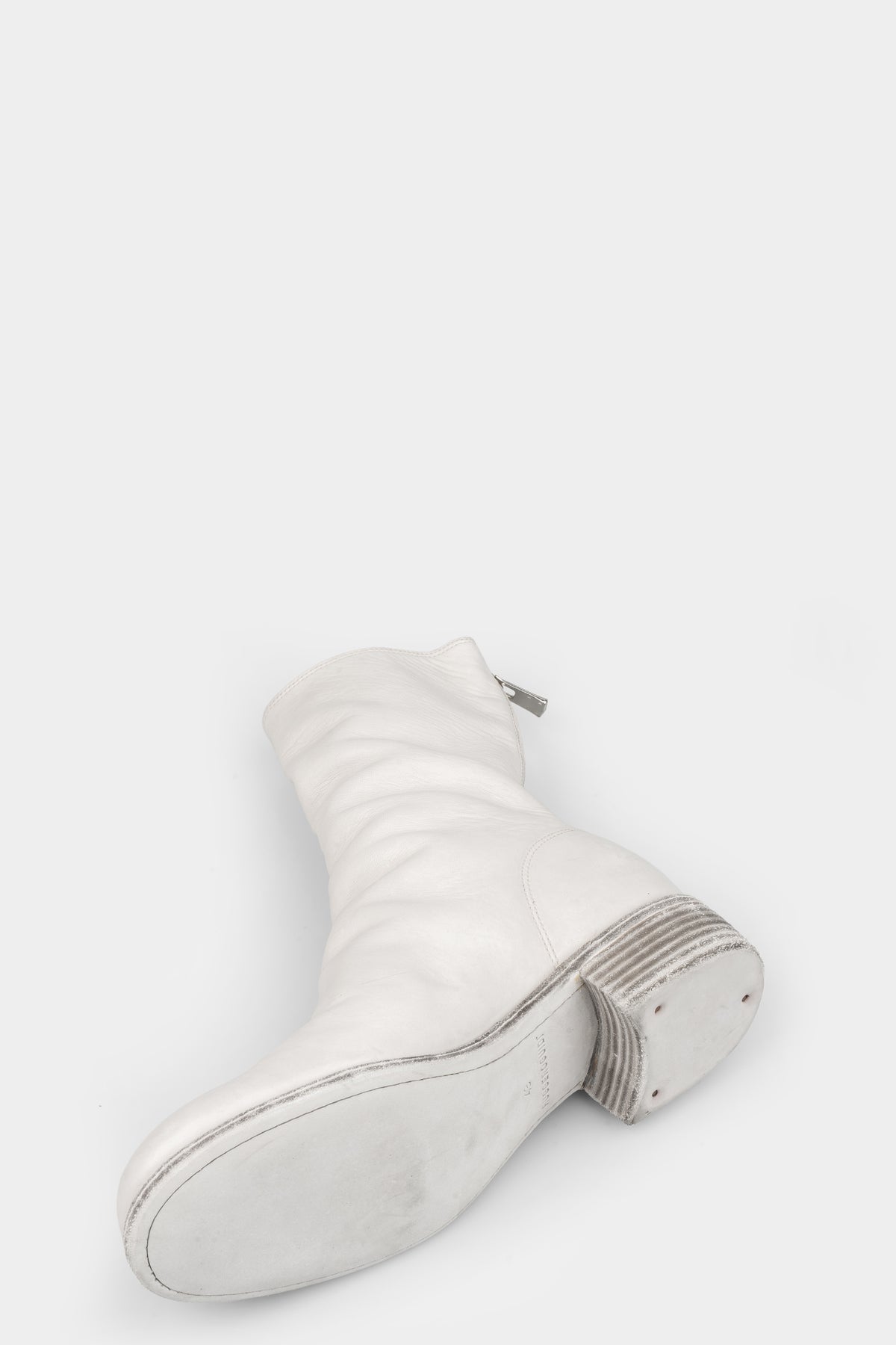 Back zip leather boots | 788X, Light Grey