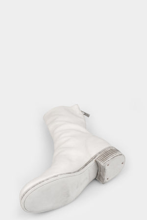 Back zip leather boots | 788X, Light Grey