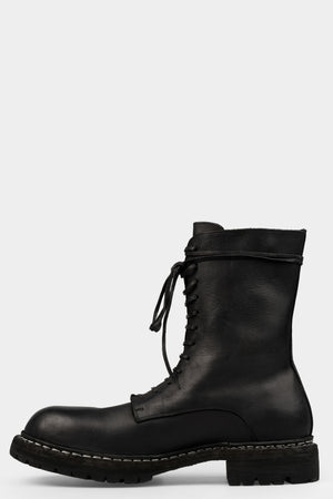 Guidi GR05V - Laced high top boots, Black / Full Grain Horse, shot on table