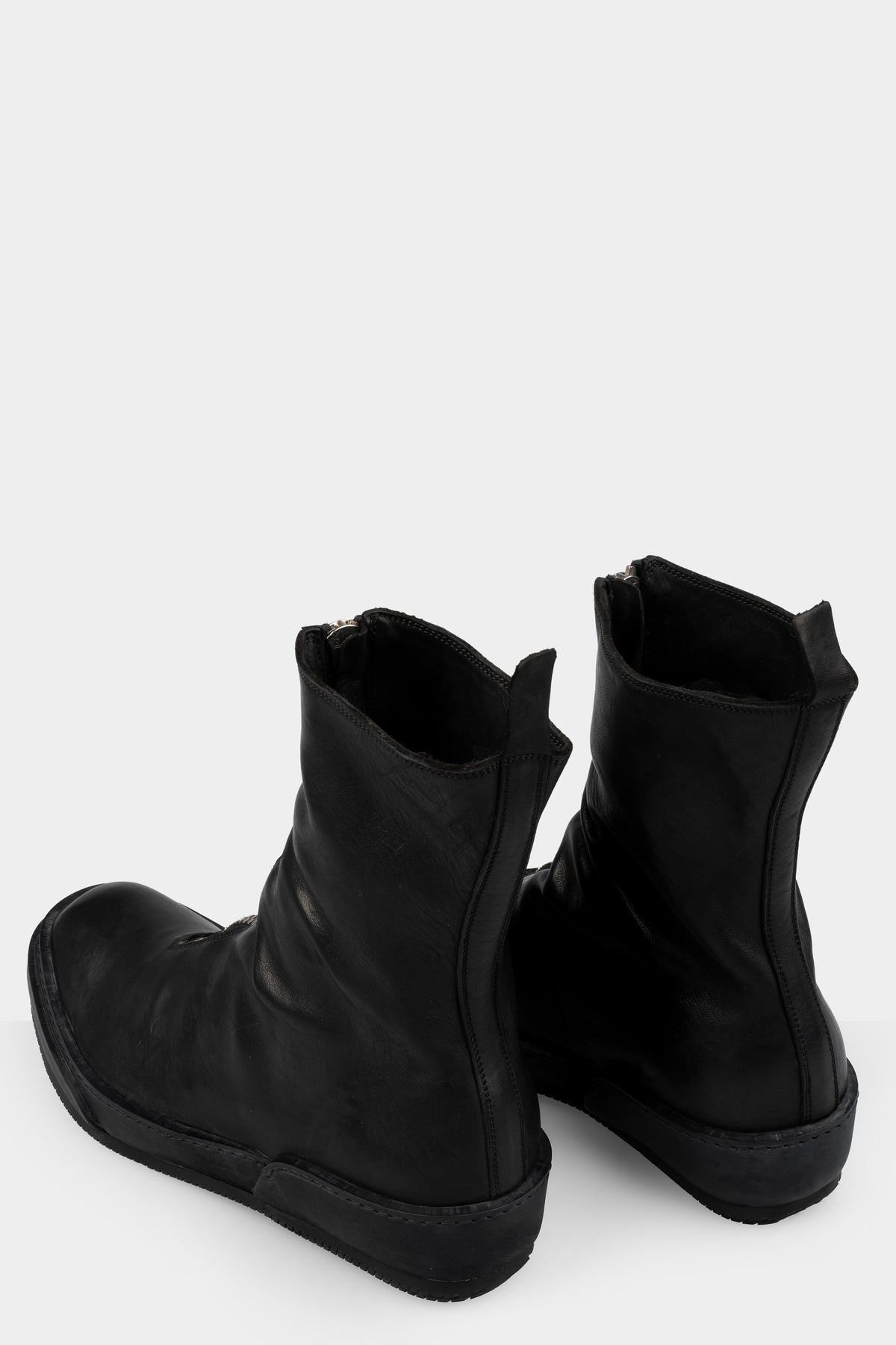 Front zip leather high top sneakers | PLS2