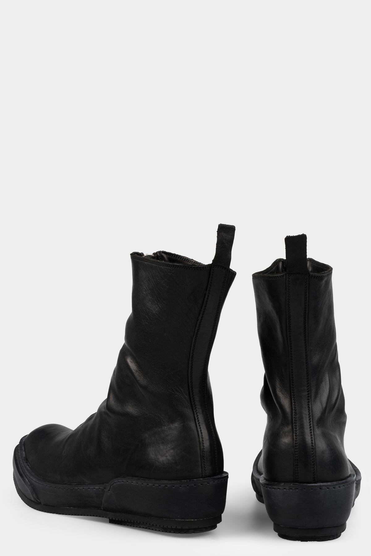 Front zip leather high top sneakers | PLS2